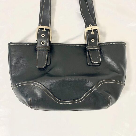 American Vintage Early 2000's Faux Leather Chunky Slouchy Black Shoulder Bag - Picture 2 of 5